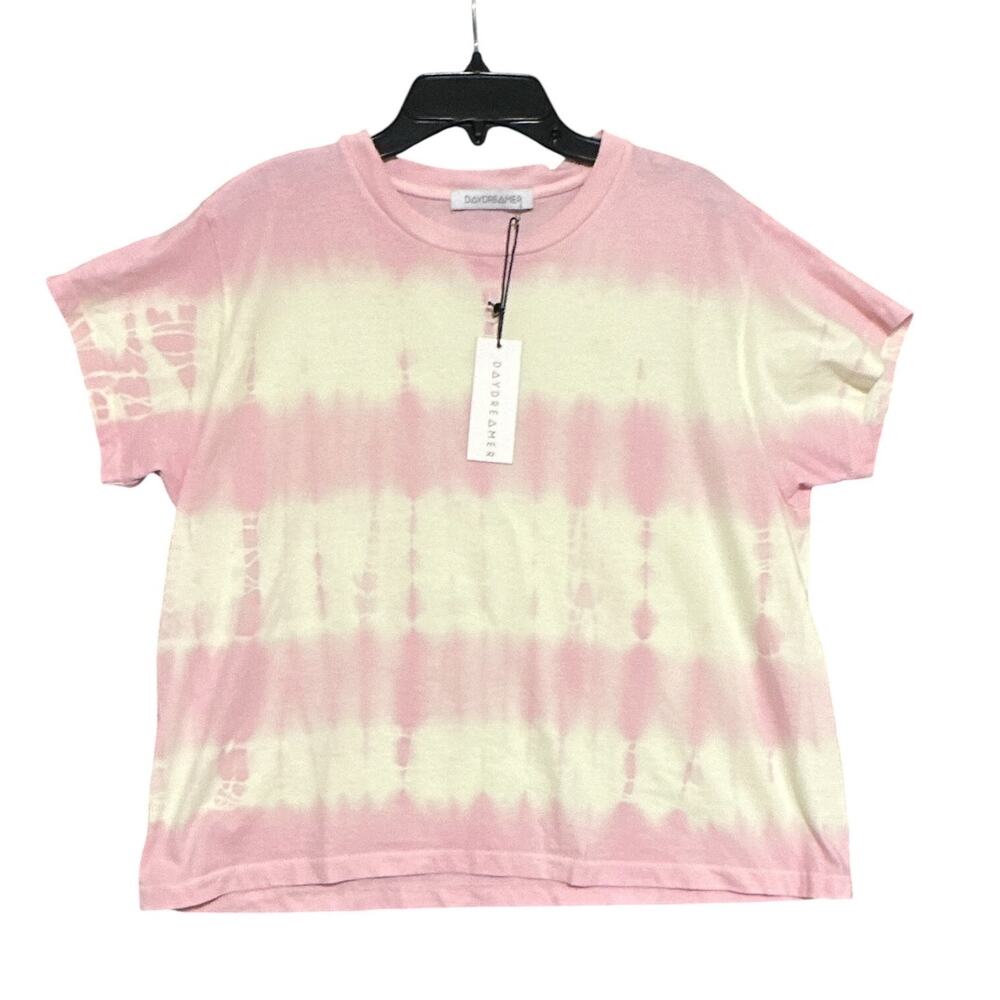 Daydreamer NWT Tie Dye T-Shirt Pink Cream Boho Cotton Relaxed Fit Women's M